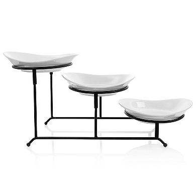 Elama 3 Tier Oval Plate Porcelain Serveware Set