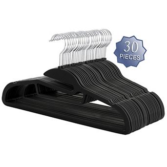 Elama Home 30 pc Rubber Non Slip Hanger with U-Slide in Black