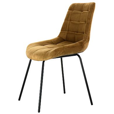 Elama 2 Piece Tufted Accent Chair in Brown with Metal Legs