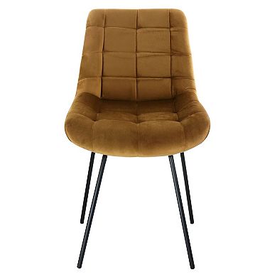 Elama 2 Piece Tufted Accent Chair in Brown with Metal Legs