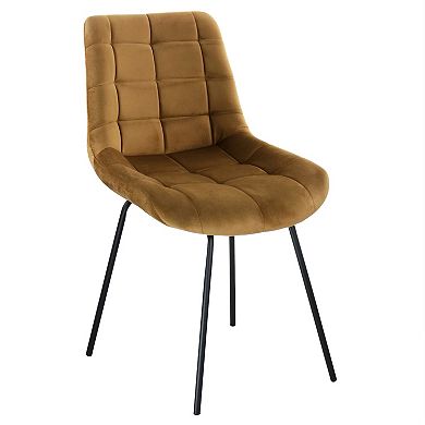 Elama 2 Piece Tufted Accent Chair in Brown with Metal Legs