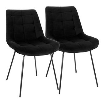 Elama 2 pc Tufted Accent Chair in Brown with Metal Legs