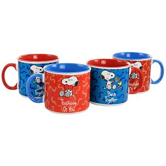 Gibson Peanuts Snoopy Songs 4 pc 21oz Stoneware Mug Set in Assorted Designs