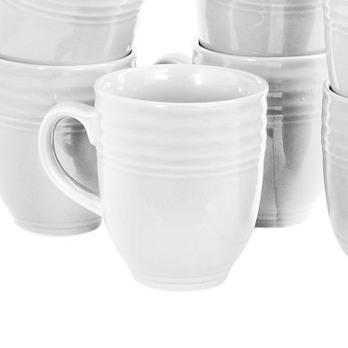 Gibson Everyday Plaza Cafe 15 oz Mug Set in White, Set of 8