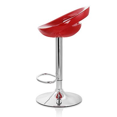 Elama 2 Piece Retro Adjustable Bar Stool in Red with Chrome Base