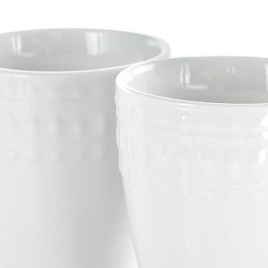 Elama Cara 6 Piece 10 Ounce Porcelain Cup Set in White