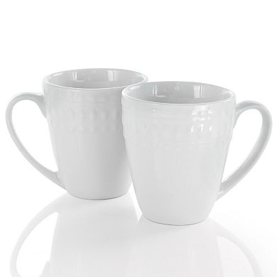 Elama Cara 6 Piece 10 Ounce Porcelain Cup Set in White