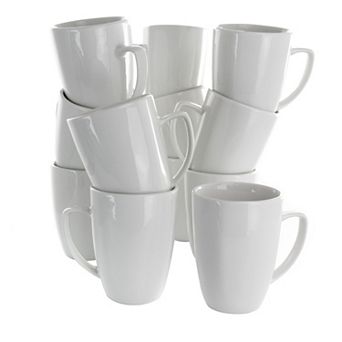 Elama Riley 12 pc 12 Ounce Porcelain Mug Set in White