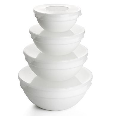 Gibson Ultra 36 Piece Tempered Opal Glass Combo Dinnerware Set in White