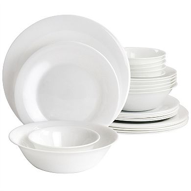 Gibson Ultra 36 Piece Tempered Opal Glass Combo Dinnerware Set in White