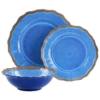 Elama Roma 12 Piece Melamine Dinnerware Set in Blue
