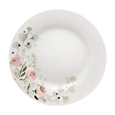 Gibson Everyday Lily Garden Ceramic 12 Piece Dinnerware Set in White and Pink