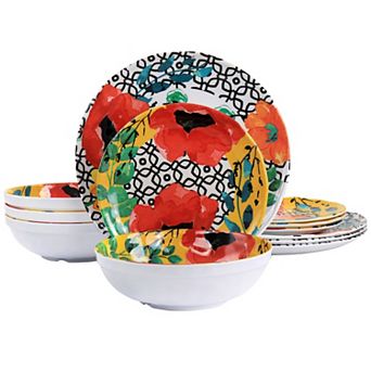 Elama Grace 12 pc Melamine Dinnerware Set
