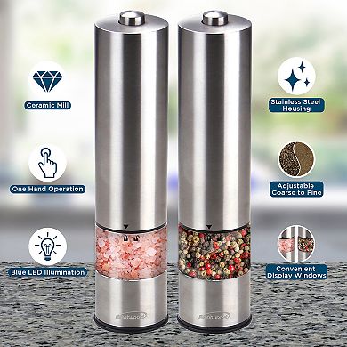 Brentwood Electric Blue LED Salt and Pepper Adjustable Ceramic Grinders