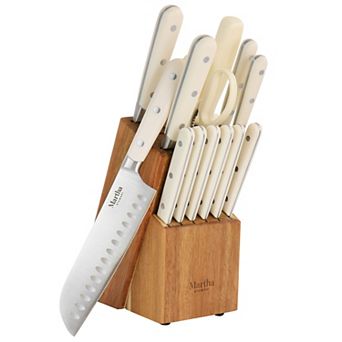 Martha Stewart Stainless Steel 14 pc Cutlery and Knife Block Set in Cream