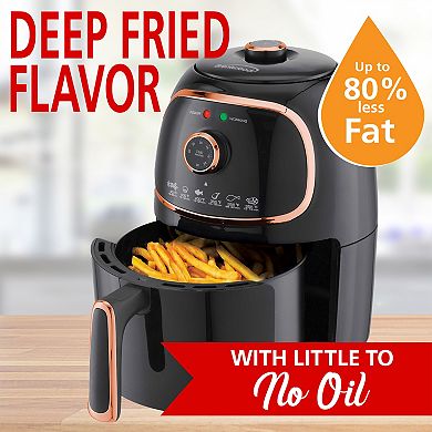 Brentwood AF-202BK 2 Quart Small Electric Air Fryer Copper with Timer and Temp Control