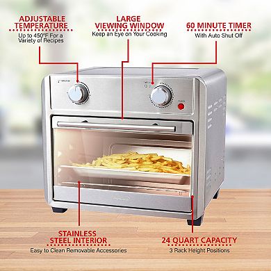 Brentwood 1700 Watt 24 Quart Convection Air Fryer Toaster Oven in Silver