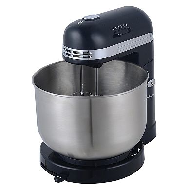 Brentwood 5 Speed Stand Mixer with 3.5 Quart Stainless Steel Mixing Bowl in Black
