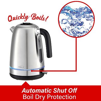 Brentwood 1500 Watt Stainless Steel 1.7 Liter Cordless Electric Kettle in Silver