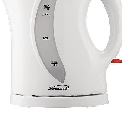 Brentwood 1.7 Liter Cordless Plastic Tea Kettle in White