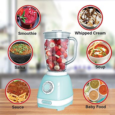 Brentwood JB-330BL 2 Speed Retro Blender in Blue with 50 Ounce Plastic Jar