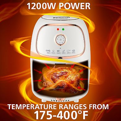 Brentwood 2 Quart Small Electric Air Fryer with Timer and Temp Control- White