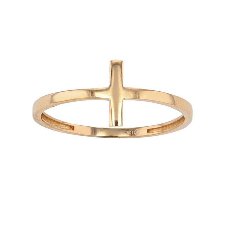 Au Naturale 10k Gold Cross Ring, Womens, Size: 5, Yellow