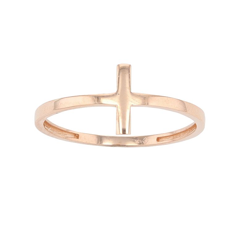 Au Naturale 10k Gold Cross Ring, Womens, Size: 5, Pink
