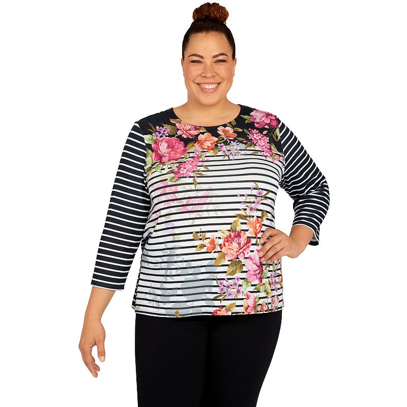 Plus Size Alfred Dunner Theater District Contrast Knit Top, Womens, Size: 