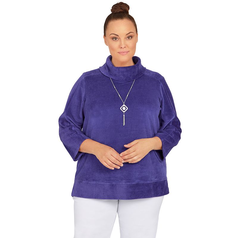 Plus Size Alfred Dunner Big Easy Velour Top, Womens, Size: 1XL, Med Purple