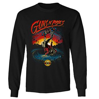 Men's Guns n' Roses Skate Skeleton Long Sleeve Tee