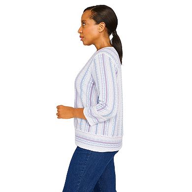 Petite Alfred Dunner Victoria Falls Stripe Sweater