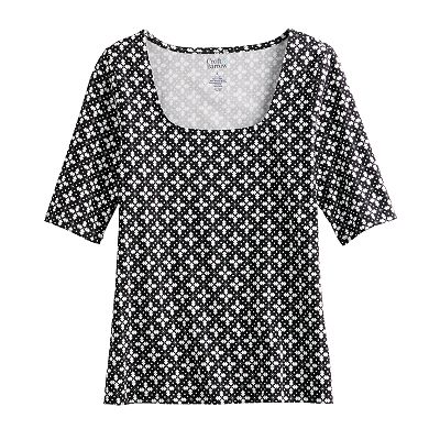 Women's Croft & Barrow® Elbow Sleeve Squareneck Tee