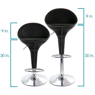 Elama 2 Piece Adjustable Plastic Bar Stool in White with Chrome Base