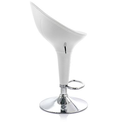 Elama 2 Piece Adjustable Plastic Bar Stool in White with Chrome Base