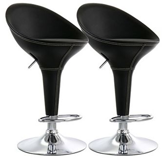 Elama 2 pc Adjustable Plastic Bar Stool in White with Chrome Base