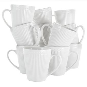 Elama Madeline 12 pc Porcelain Mug Set in White