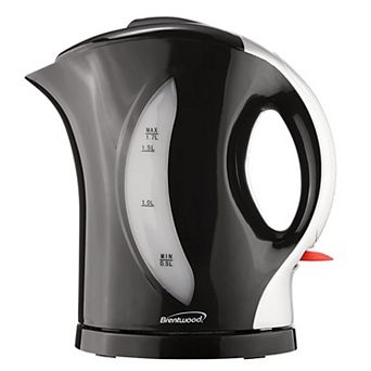 Brentwood 1.7 Liter Cordless Plastic Tea Kettle in Black with Silver Handle