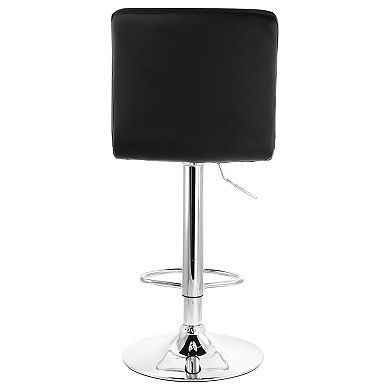 Elama 2 Piece Adjustable Faux Leather Bar Stool in Black with Chrome Base