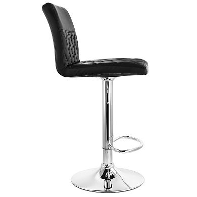 Elama 2 Piece Adjustable Faux Leather Bar Stool in Black with Chrome Base