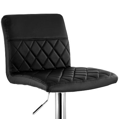 Elama 2 Piece Adjustable Faux Leather Bar Stool in Black with Chrome Base