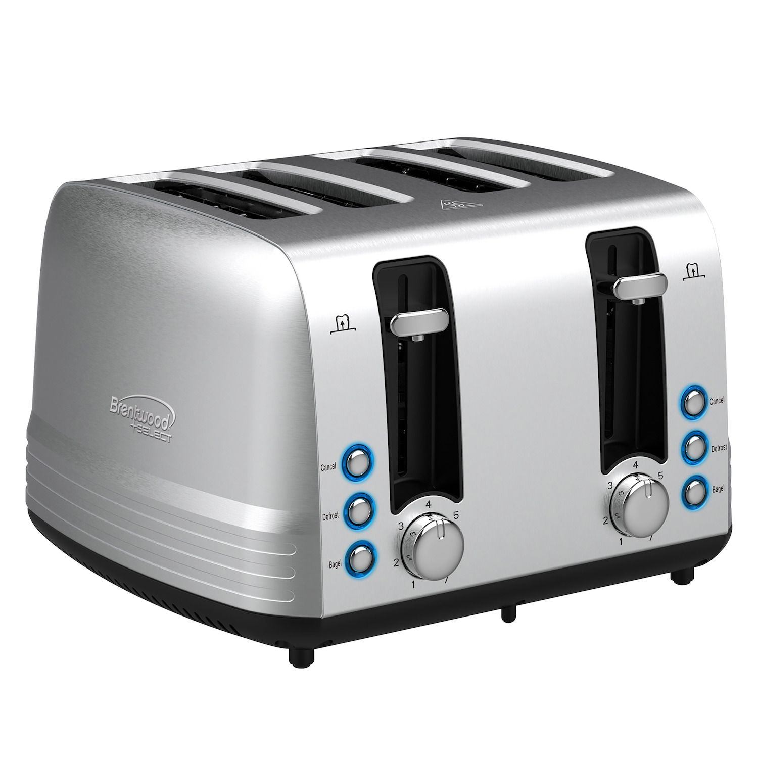 Kenmore 4-Slice Toaster, White Stainless Steel, Dual Controls, Extra Wide Slots, Bagel and Defrost