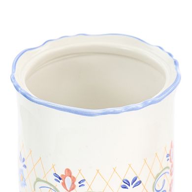 Laurie Gates California Designs Tierra 2.7 Quarts Hand Painted Stoneware Canister with Lid