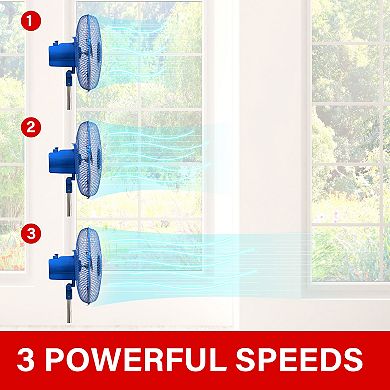 Brentwood 3 Speed 12in Oscillating Stand Fan in Blue