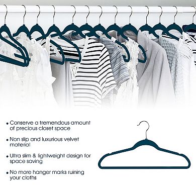 Elama Home 100 Piece Heavy Duty Velvet Non-Slip Slim Profile Hanger Set
