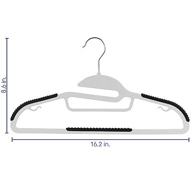 Elama Home 50 Piece Non Slip Hanger with U-slide in White and Black