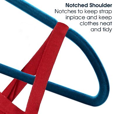 Elama Home 30 Piece Velvet Slim Profile Heavy Duty Felt Hangers with Stainless Steel Swivel Hooks in Blue