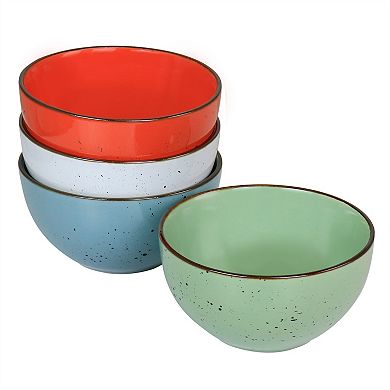 Elama Evelyn 20 Piece Mix and Match Round Stoneware Dinnerware Set in Assorted Colors