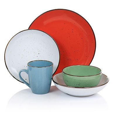 Elama Evelyn 20 Piece Mix and Match Round Stoneware Dinnerware Set in Assorted Colors