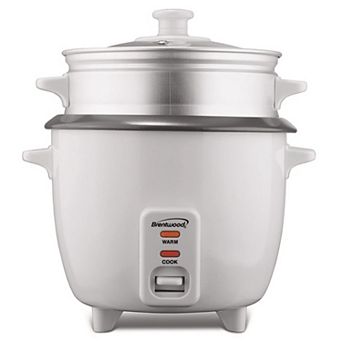 Brentwood 8 cup Rice Cooker / Non-Stick with Steamer in White